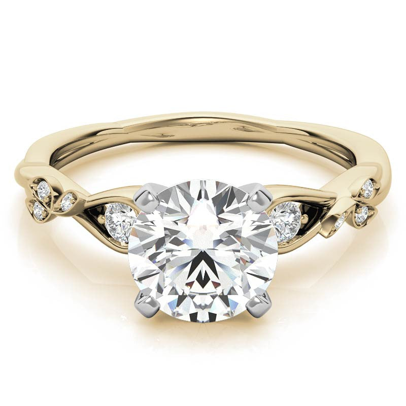 Round Brilliant Moissanite Floral Engagement Ring