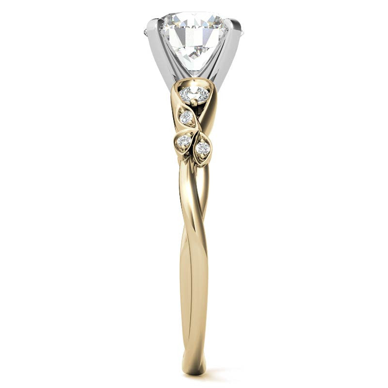 Round Brilliant Moissanite Floral Engagement Ring