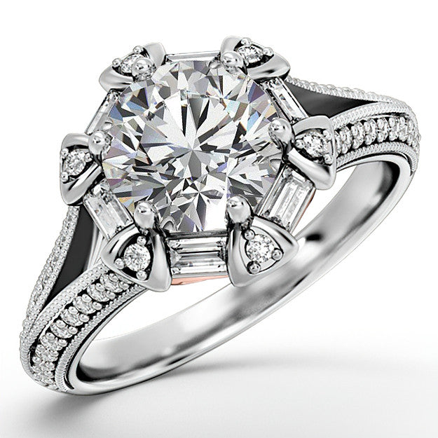 Unique Split Shank Halo Engagement Ring
