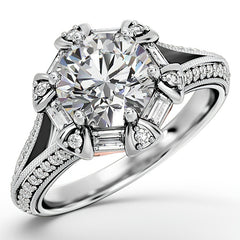 Unique Split Shank Halo Engagement Ring