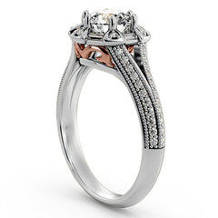Unique Split Shank Halo Engagement Ring