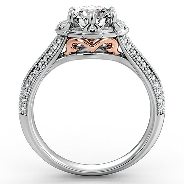 Unique Split Shank Halo Engagement Ring