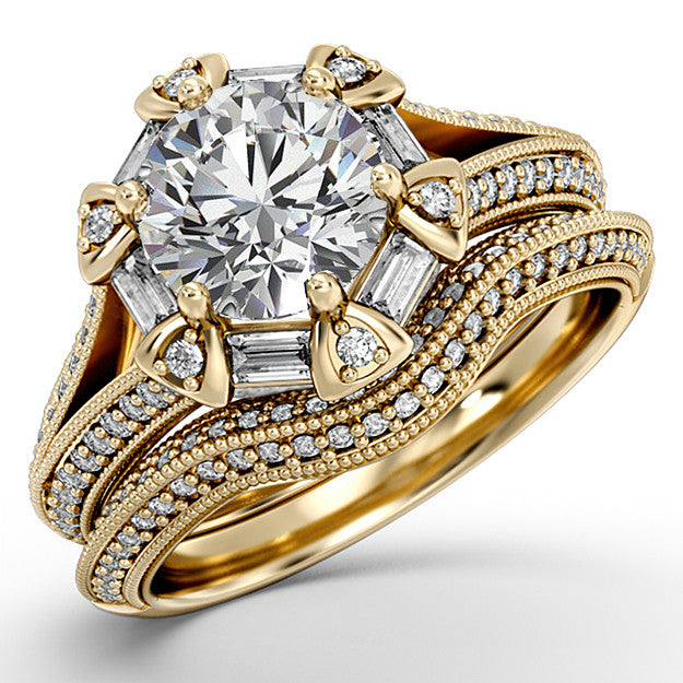 Unique Split Shank Halo Engagement Ring