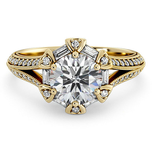 Unique Split Shank Halo Engagement Ring