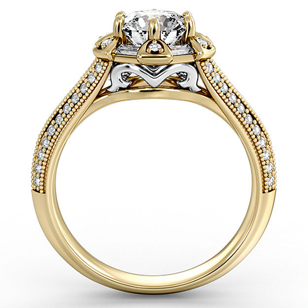Unique Split Shank Halo Engagement Ring