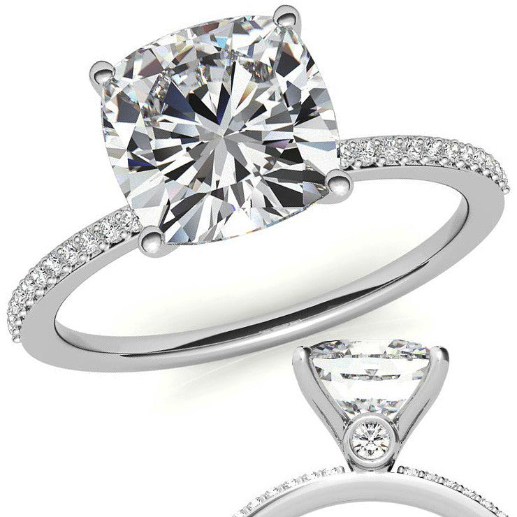 Cushion Moissanite Petite Engagement Ring