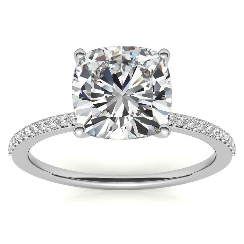 Cushion Moissanite Petite Engagement Ring