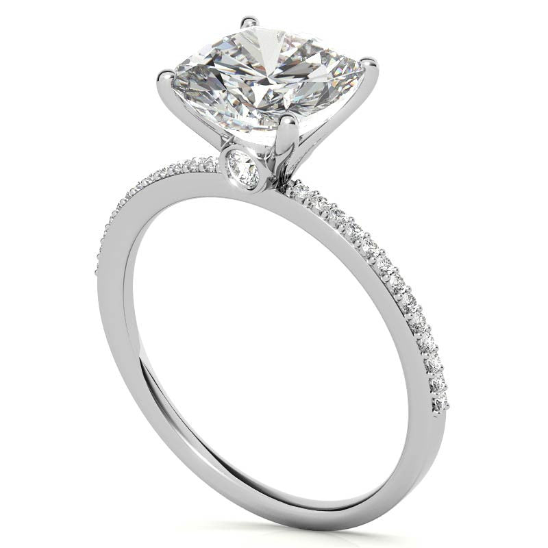 Cushion Moissanite Petite Engagement Ring