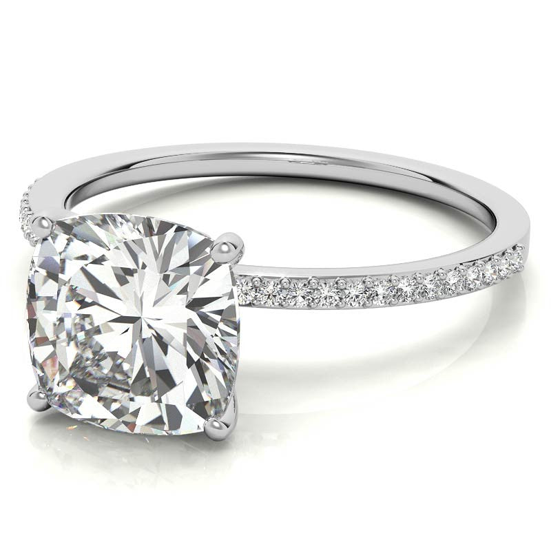 Cushion Moissanite Petite Engagement Ring