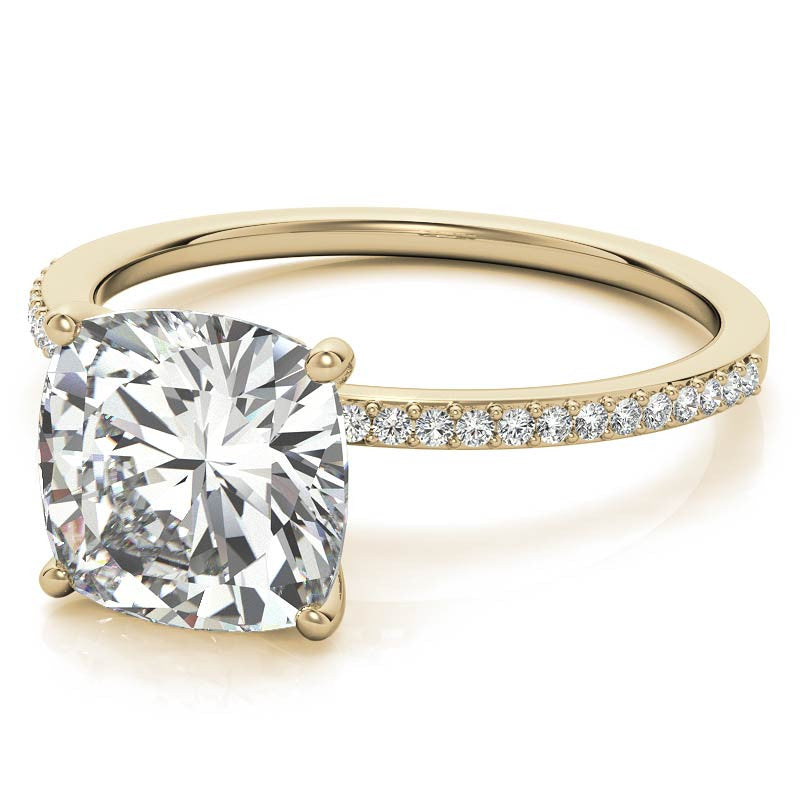 Cushion Moissanite Petite Engagement Ring
