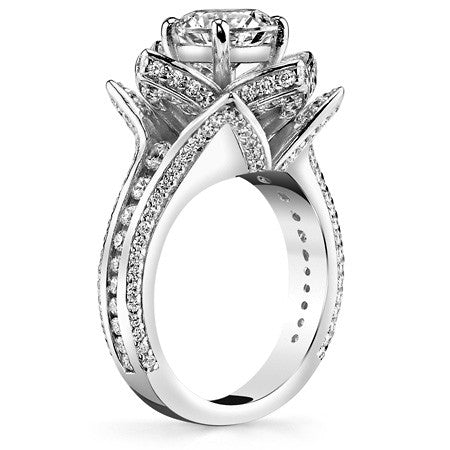 Moissanite Lotus Flower Engagement Ring
