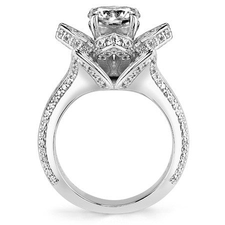 Moissanite Lotus Flower Engagement Ring
