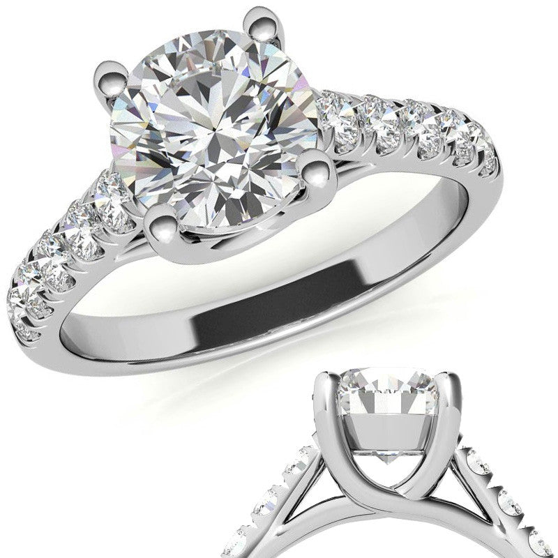 Round Trellis Moissanite Engagement Ring