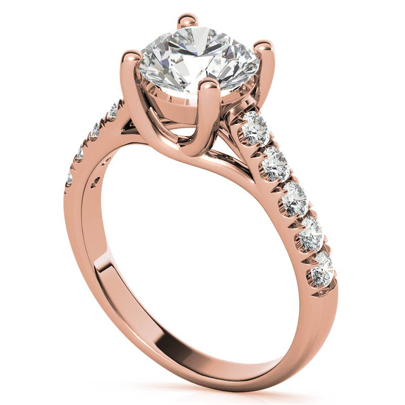 Round Trellis Moissanite Engagement Ring