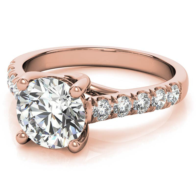 Round Trellis Moissanite Engagement Ring