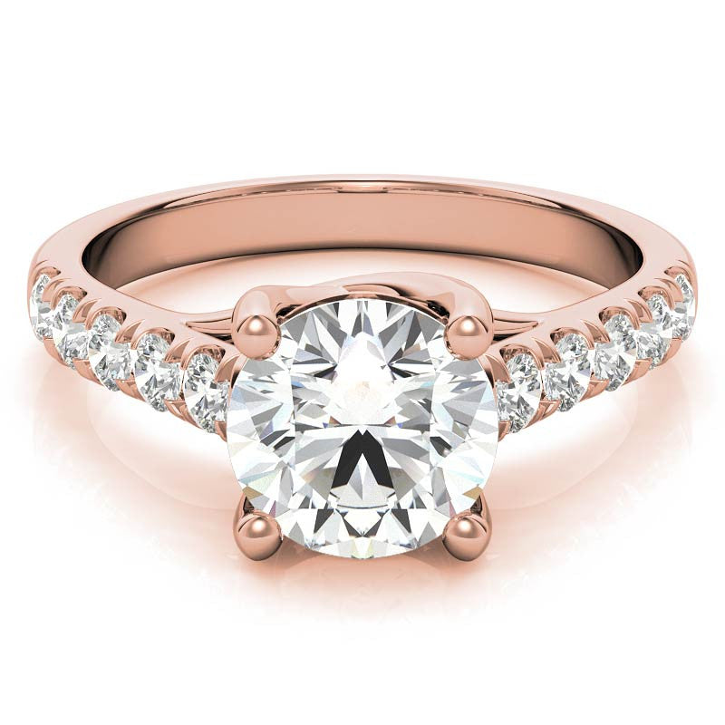 Round Trellis Moissanite Engagement Ring