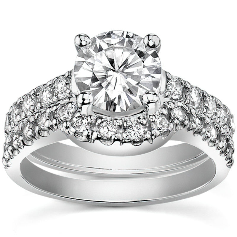 Round Trellis Moissanite Engagement Ring