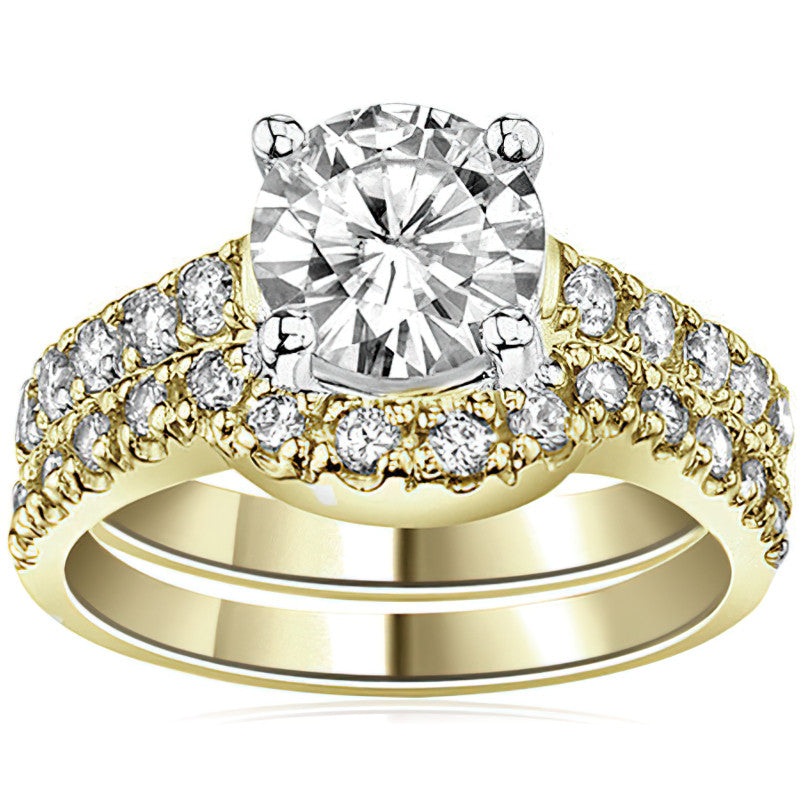 Round Trellis Moissanite Engagement Ring
