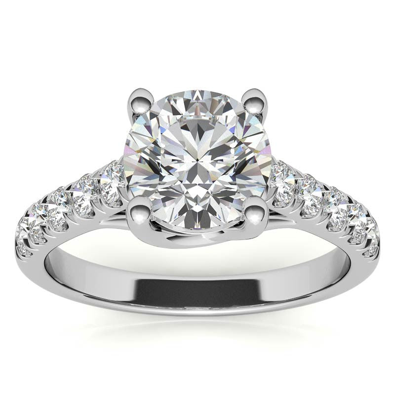 Round Trellis Moissanite Engagement Ring