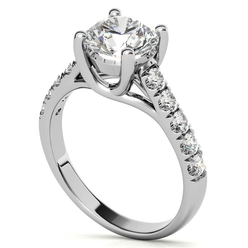Round Trellis Moissanite Engagement Ring