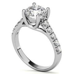 Round Trellis Moissanite Engagement Ring