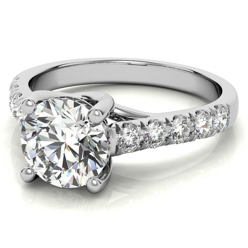 Round Trellis Moissanite Engagement Ring