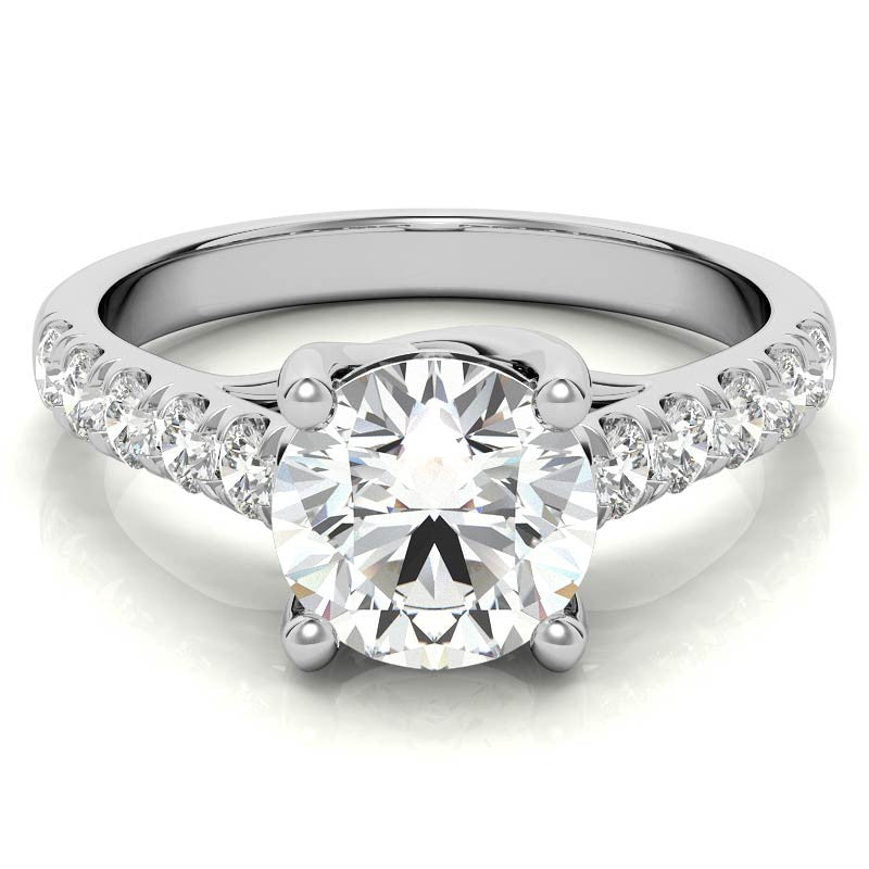 Round Trellis Moissanite Engagement Ring