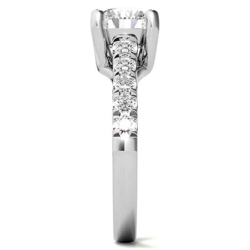 Round Trellis Moissanite Engagement Ring