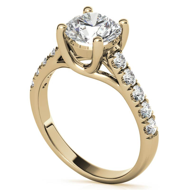 Round Trellis Moissanite Engagement Ring