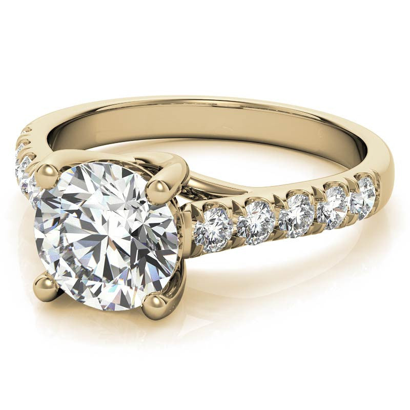 Round Trellis Moissanite Engagement Ring