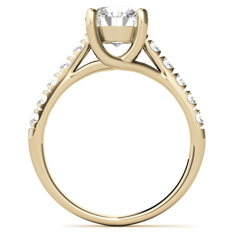 Round Trellis Moissanite Engagement Ring