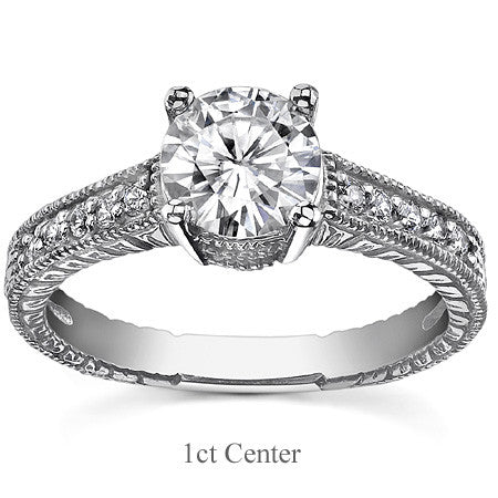 Round Antique Moissanite Engagement Ring