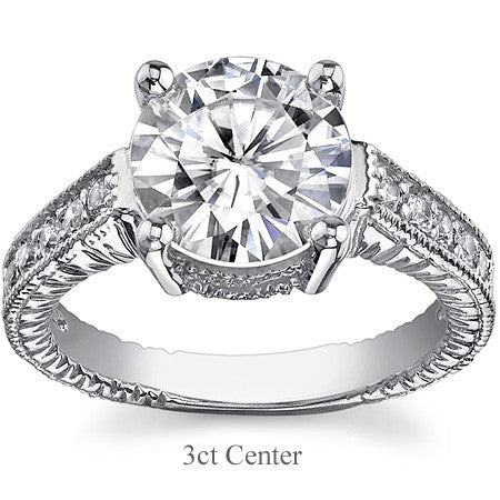 Round Antique Moissanite Engagement Ring