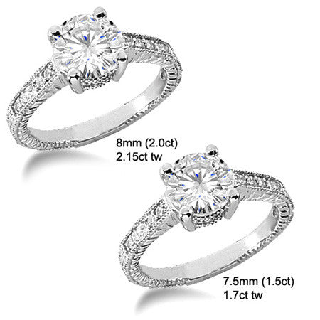 Round Antique Moissanite Engagement Ring