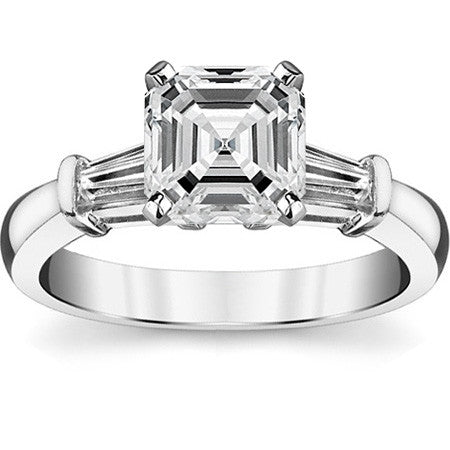 Baguette Moissanite Engagement Ring Setting 0.36ct