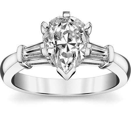 Baguette Moissanite Engagement Ring Setting 0.36ct