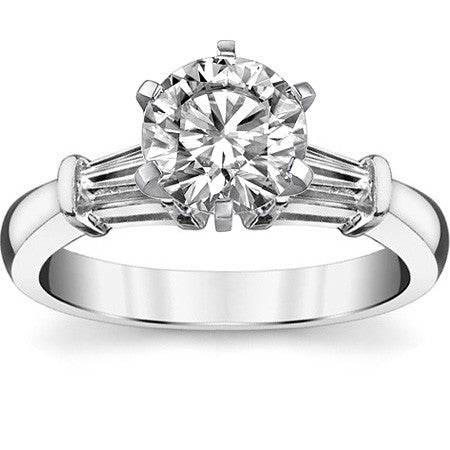 Baguette Moissanite Engagement Ring Setting 0.36ct