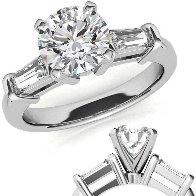 Baguette Moissanite Engagement Ring Setting 0.36ct