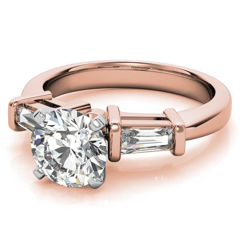 Baguette Moissanite Engagement Ring Setting 0.36ct