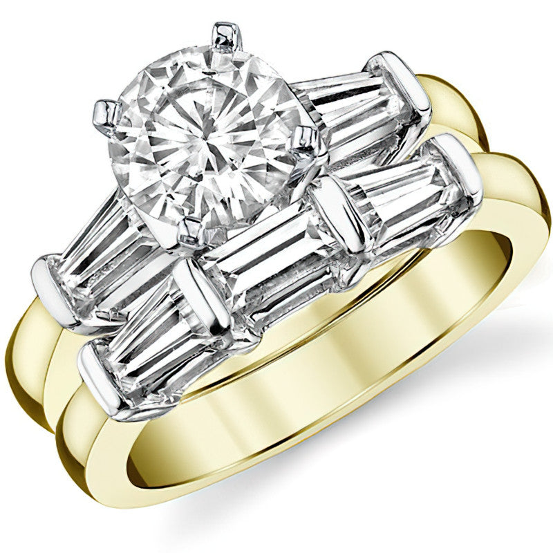 Baguette Moissanite Engagement Ring Setting 0.36ct