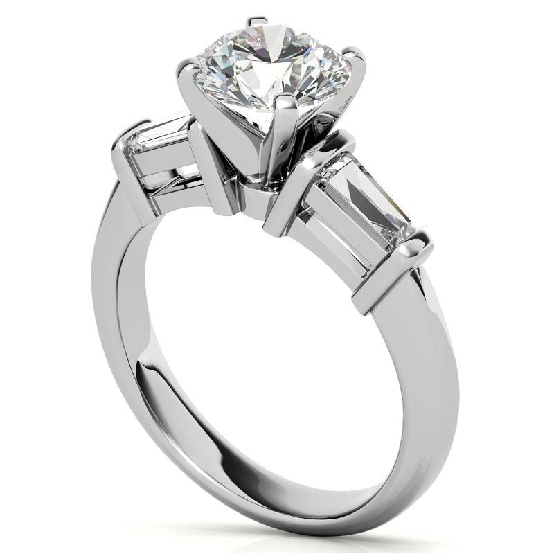 Baguette Moissanite Engagement Ring Setting 0.36ct
