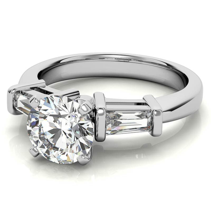 Baguette Moissanite Engagement Ring Setting 0.36ct