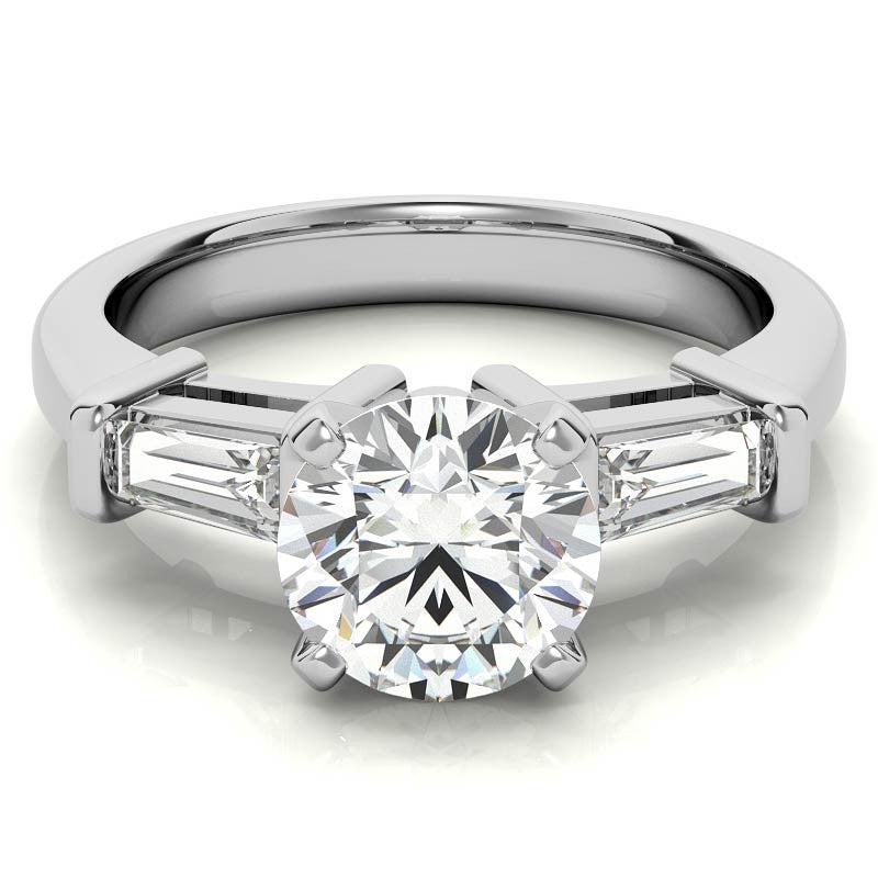 Baguette Moissanite Engagement Ring Setting 0.36ct