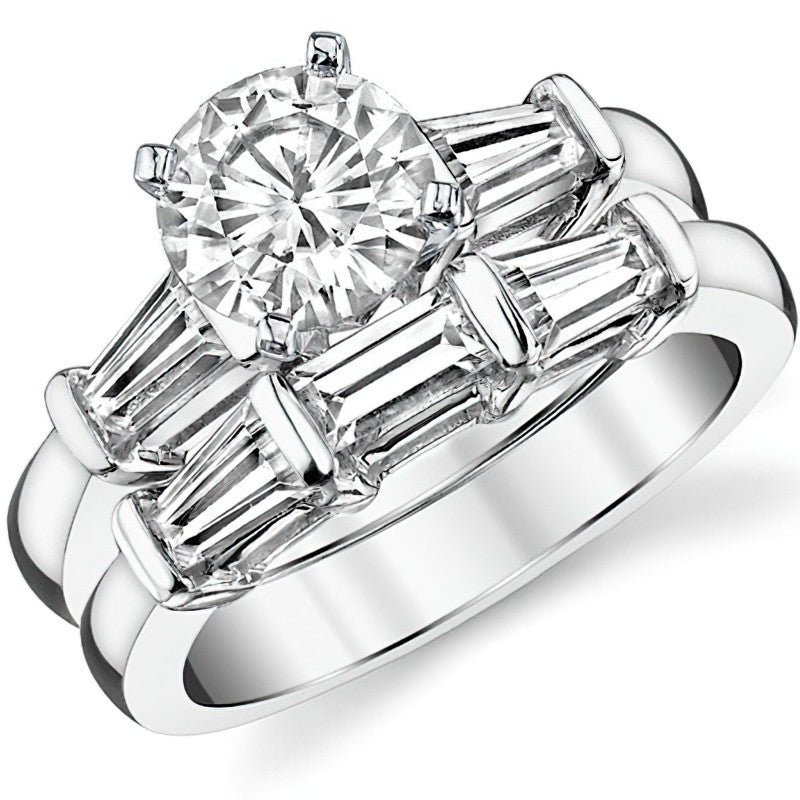 Baguette Moissanite Engagement Ring Setting 0.36ct