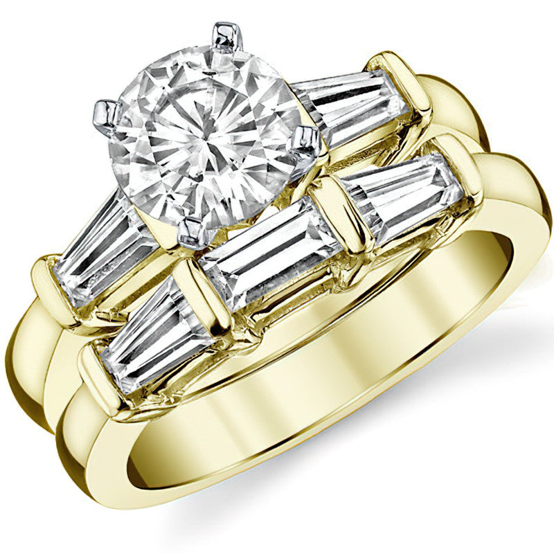 Baguette Moissanite Engagement Ring Setting 0.36ct