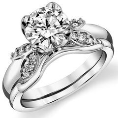 Round Tulip Style Floral Engagement Ring