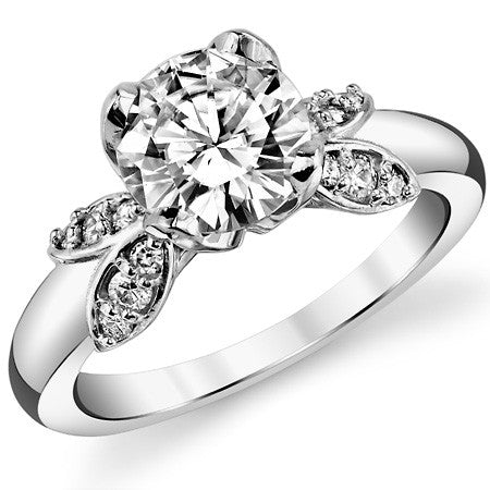 Round Tulip Style Floral Engagement Ring
