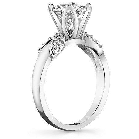 Round Tulip Style Floral Engagement Ring