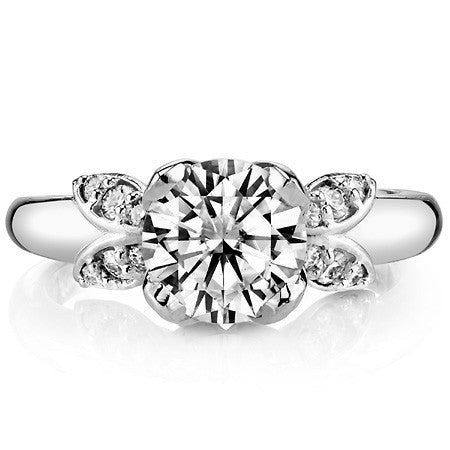 Round Tulip Style Floral Engagement Ring