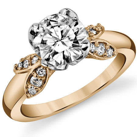 Round Tulip Style Floral Engagement Ring
